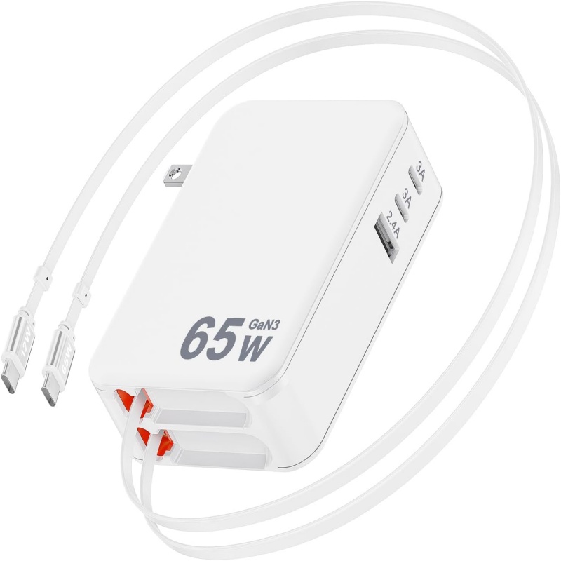 Dongguan youlike electronics Co ltd 5 in 1 GaN Charger 35W 45W 65W 80W,Scalable 80W Max Fast Charging Block with Type-C Retractable Cable & 4 USB C Ports,80 Watt All in One Charger travel wall charger factory supplier manufacture laptop charger