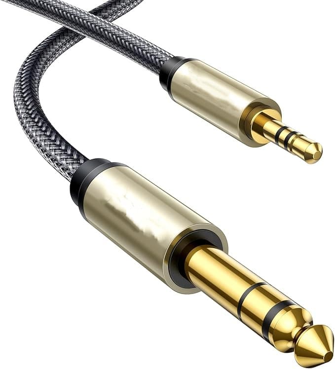 3.5mm to 3.5 mm AUX cable Stereo Cable 3.5mm TRS to 3.5mm Audio Cable Guitar to Aux Male Cord with Zinc Alloy Housing and Nylon Braid for Guitar, Laptop, Home Theater Devices, Speaker and Am